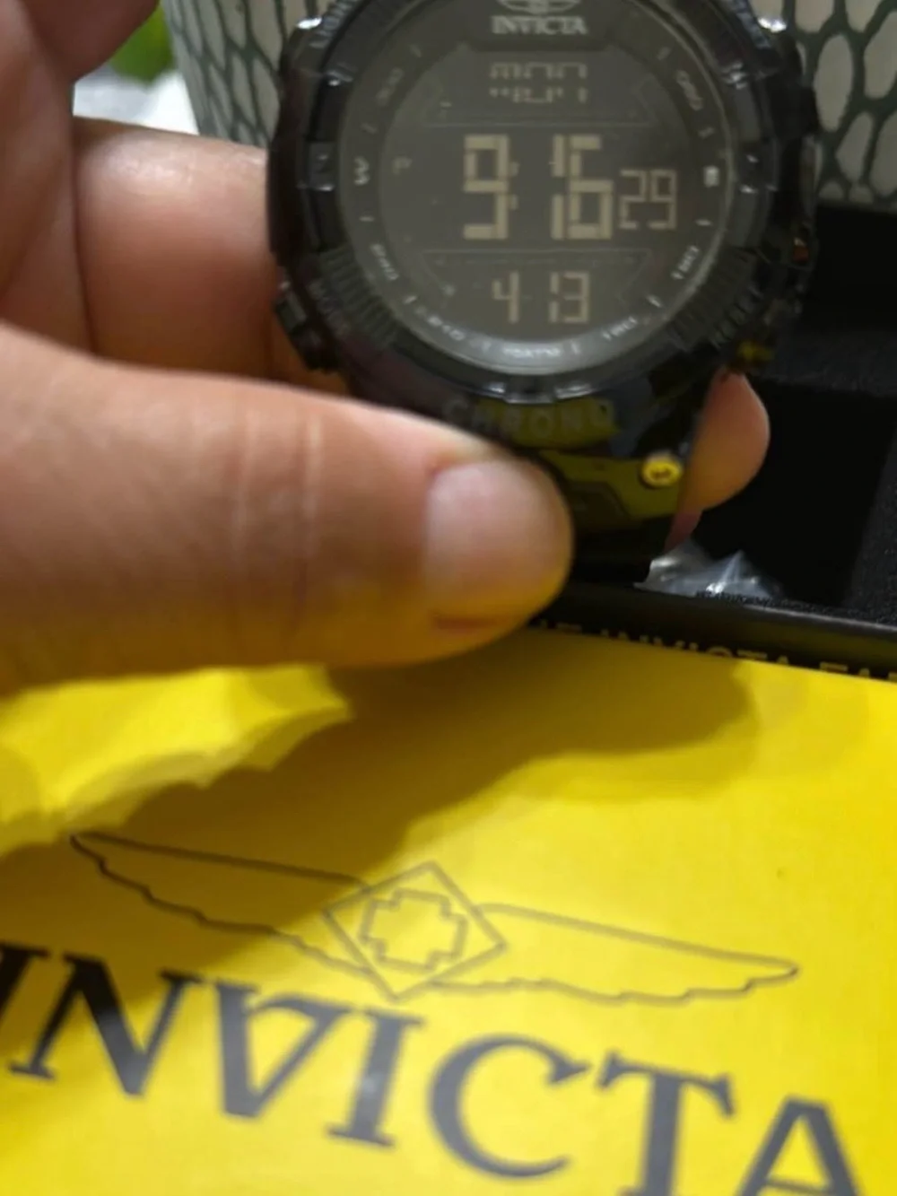 Invicta Black and Yellow Digital Chronograph Sport Watch